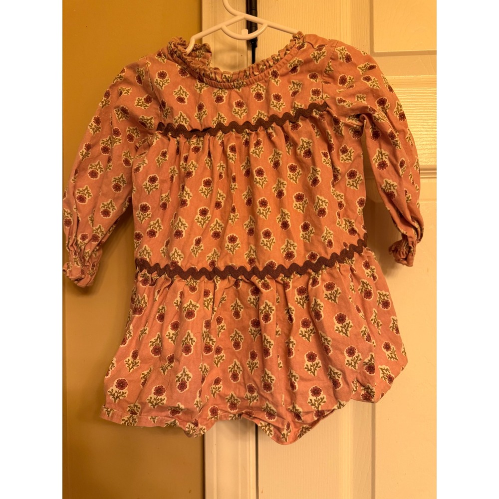 18 month long sleeve dress, modern moments, pink with pink flowers.